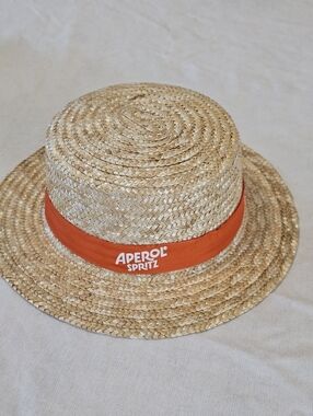 Aperol Spritz Boater Straw Hat One Size Italy Cocktail Drink Bar Barware Cap
